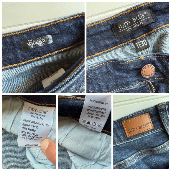 Judy Blue Denim Jeans SUNDAY CHILL HIGH RISE CROPPED WIDE LEG Blue Size 11/30 - Picture 4 of 9